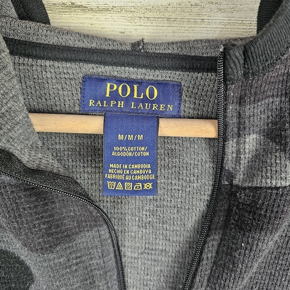 Polo Ralph Lauren Camo 1/4 Zip Hoodie Medium Mens Lightweight Long Sleeve Cotton - Picture 12 of 12